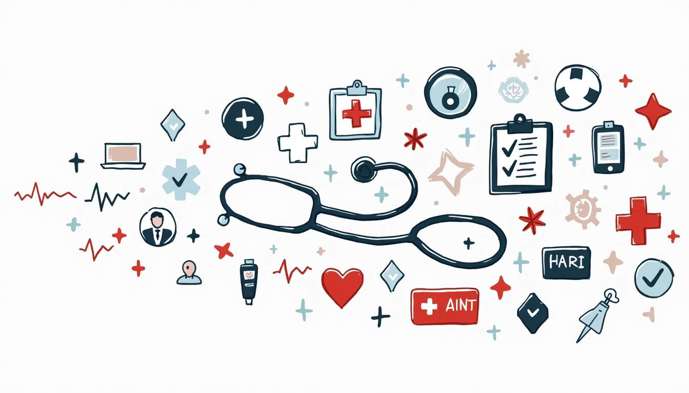 A diverse array of healthcare symbols