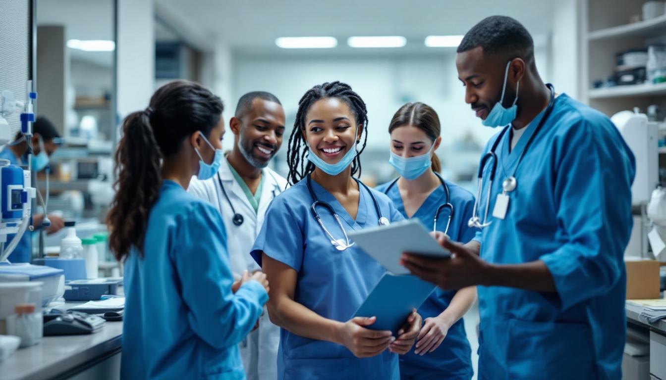 A photograph of a diverse group of healthcare professionals